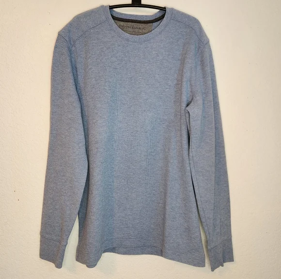 Banana Republic Light Blue Waffle Knit Long Sleeve T-Shirt, Size L