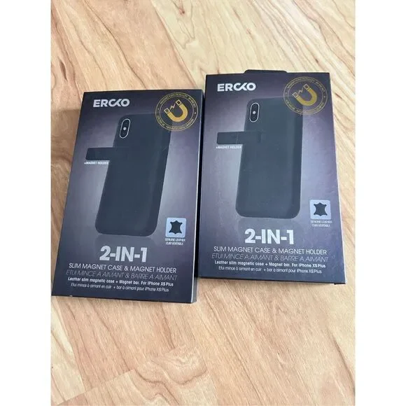 iPhone XS plus black leather case 2x