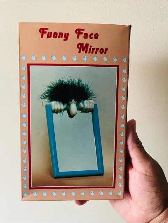 Funny face blue desk mirror