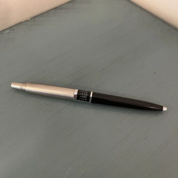 Vintage PARKER Jotter Ballpoint Pen Calendar Brass Threads Black Barrel USA