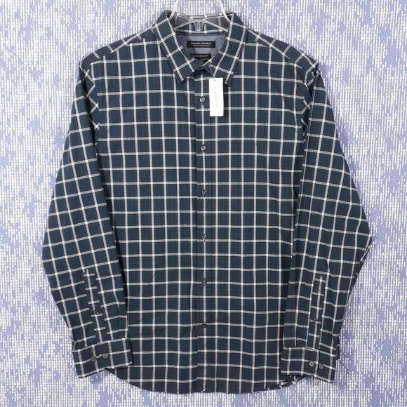 Banana Republic Shirt Mens Size Large Camden Fit Cotton Blue NEW