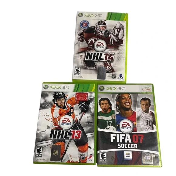 Xbox 360 Sports Games Lot NHL 13 NHL 14 FIFA 07 Bundle Complete‎ Manual Disc