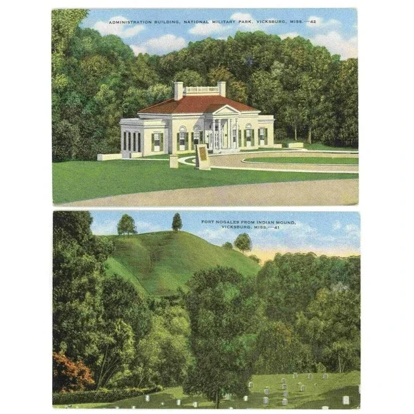 Vintage Postcard Vicksburg Mississippi Miss Military‎ Park Fort Nogales Military