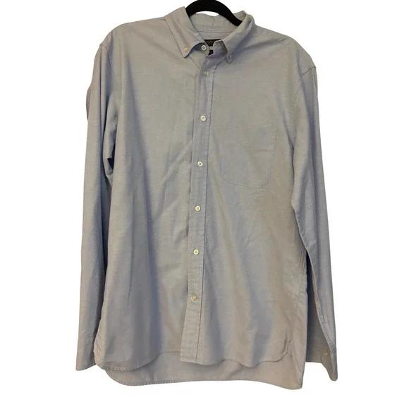 Banana Republic Mens Organic‎ Cotton Oxford Shirt Untucked Standard Fit Blue M