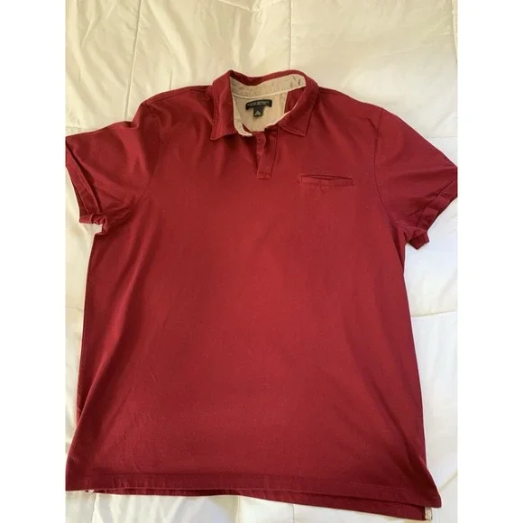 Banana Republic Mens Shirt Fitted Pima Polo Mens XL Maroon/Red‎