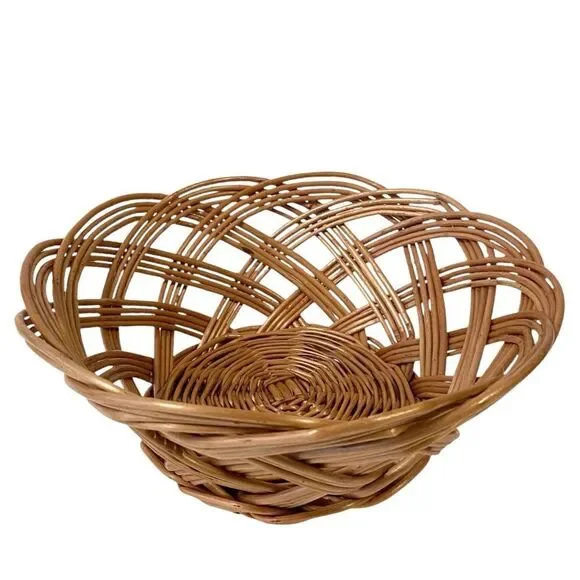 Round Woven Wicker Basket Accent Bowl