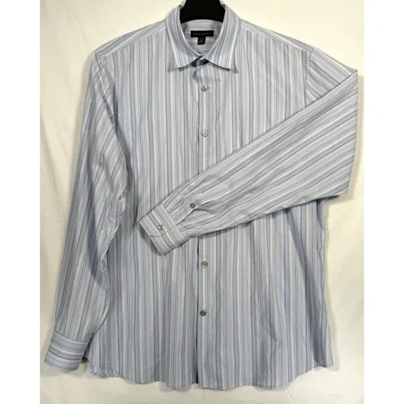Banana Republic Striped‎ Long Sleeve Men's 17-17.5 XL Button Down Shirt Purple