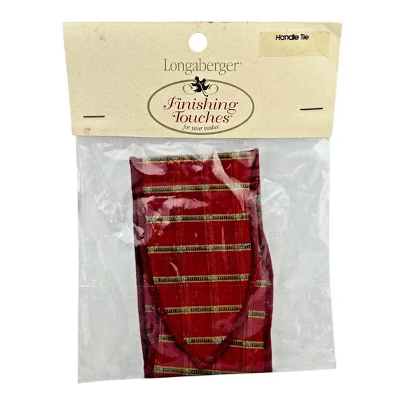 Longaberger Handle Tie Homestead Finishing Touches Garnet Windowpane Plaid‎