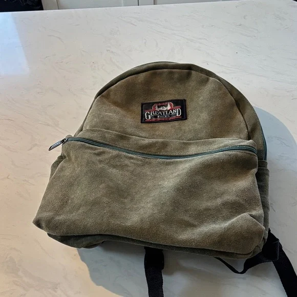 Greatland Packs Olive Green Suede Backpack