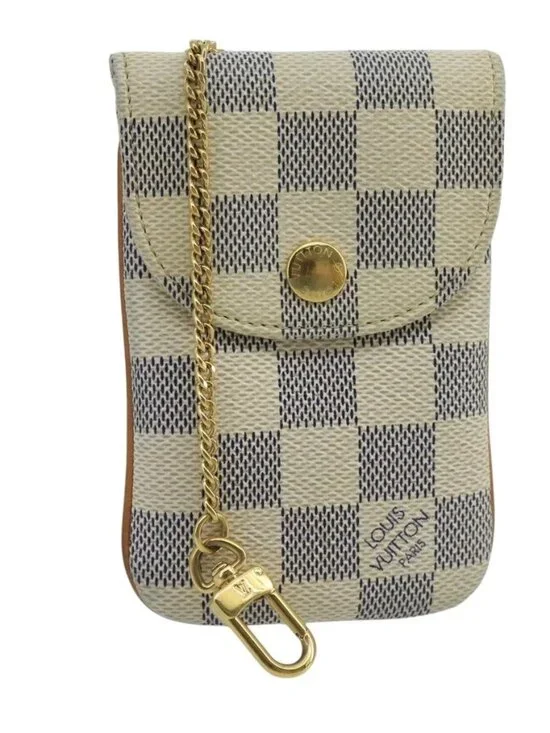 LOUIS VUITTON Damier Azur Etui Telephonne MM Cell Phone Case