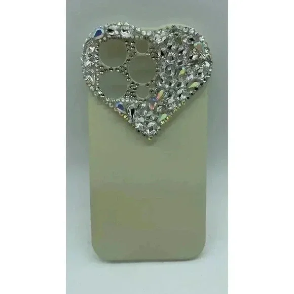 3D Rhinestone Heart Bling Case for‎ iPhone 14 Pro Shockproof Soft TPU