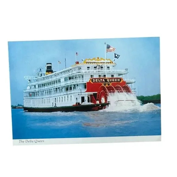 Delta Queen Postcard Riverboat Unposted Sternwheeler Tourist Souvenir Vintage‎