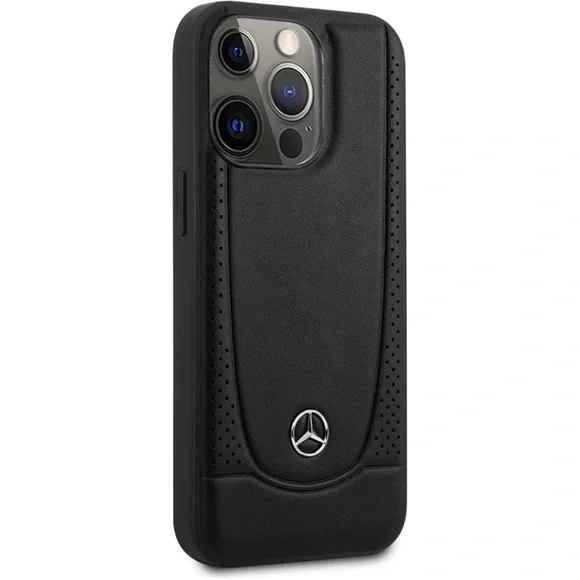 Mercedes-Benz Real Leather Protective Anti-Scratch iPhone 14 Pro Max Case Black
