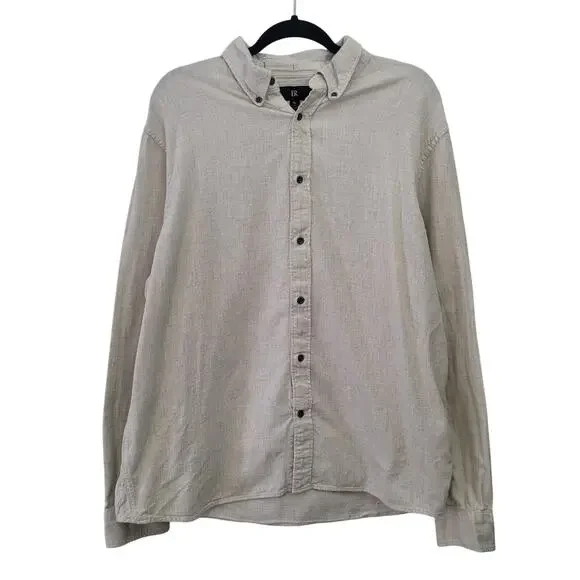 Banana Republic Size XL Tall Stone Beige Cotton Long Sleeve Button Up‎