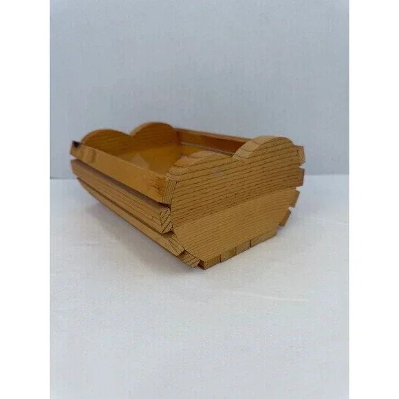 Wooden Heart Shape Crate Basket Handmade Cottage Country‎ Style