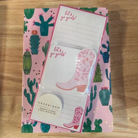 Graphique Magnetic‎ Notepad Small Notepad Set Let's Go Girls Cowgirl Boot New