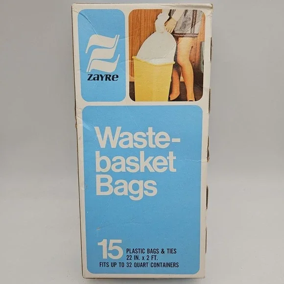 Vintage Zayre Waste Basket Bags Brand New Deadstock NOS 70s 80s 15 Plastic Bags