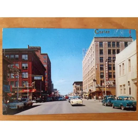 1955 Vintage Ellis Ektachrome First Ave North Billings MT Unposted Postcard