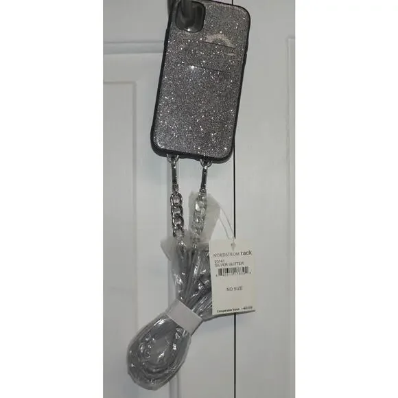 Nordstrom Silver Glitter IPhone 11‎ Crossbody Phone Case Four Card Slots 6