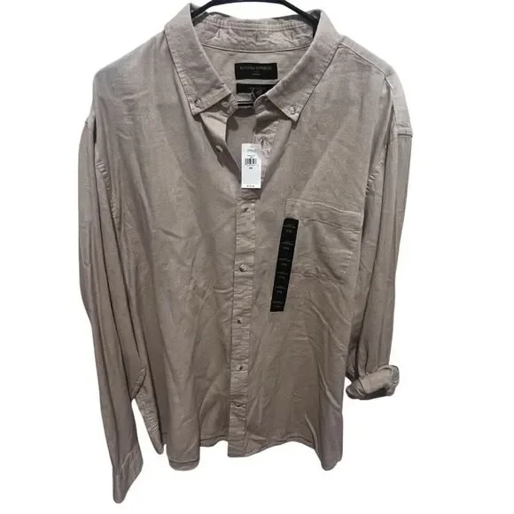 NWT Men's banana republic button down long sleeve collard shirt xxl untucked fit