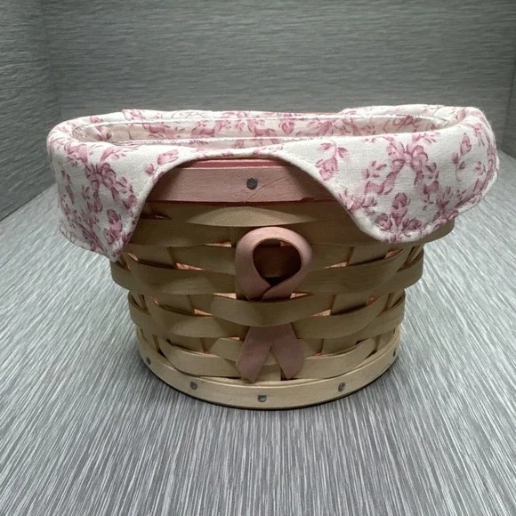 Longaberger‎ Hope Basket Breast Cancer Awareness w/ Liner Protector Pink 2002