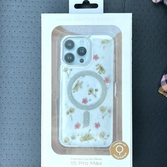 Plum Pretty Sugar iPhone 15 Pro Max Case - White Floral Design