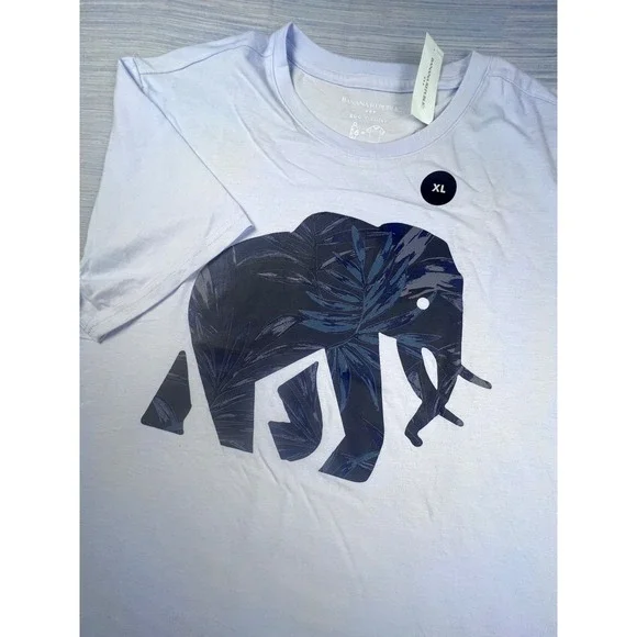 Banana Republic Eco T-Shirt XL Light Blue Elephant Tropical Graphic Crew NeckNEW