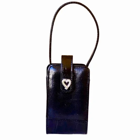 Brighton Vintage Mobile Cell Phone Case Wristlet Black Croc Leather
