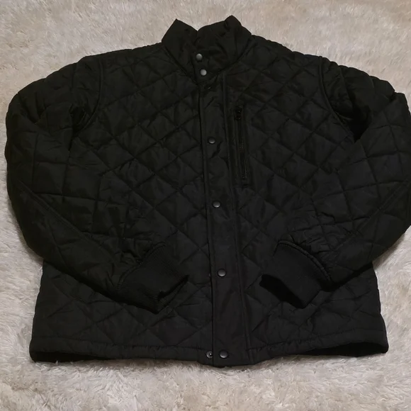 Banana Republic Womens Black Quilted Zipper/Snap Down Jacket Sz. S