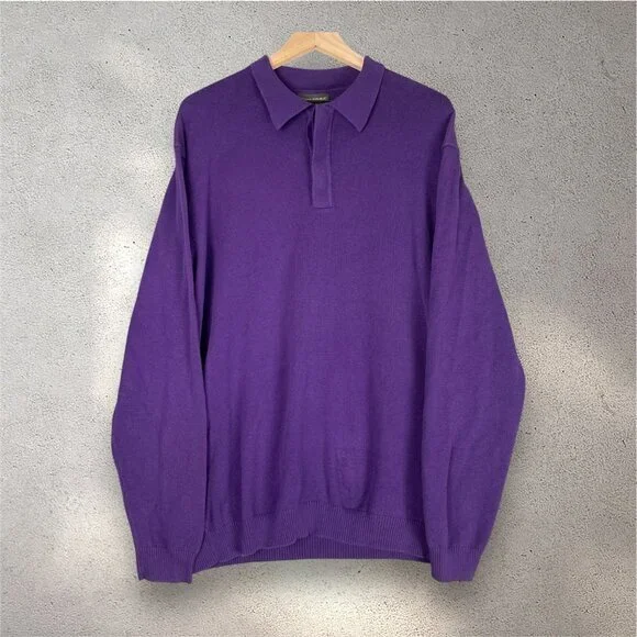 Banana Republic Purple Knit Polo Sweater Men’s XL Vintage Y2K Minimal Classic