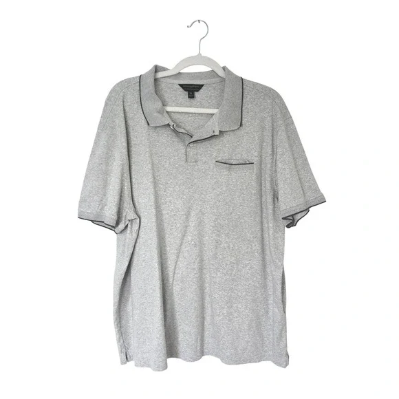 Banana Republic Polo Shirt Men XL Gray Luxe Touch Performance Cotton Pocket