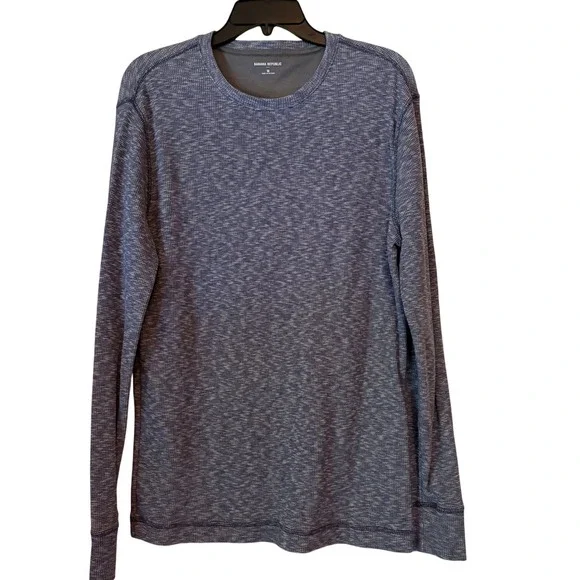 Banana Republic Men's‎ Thermal Waffle Long Sleeve Crew Neck T-Shirt Blue Medium