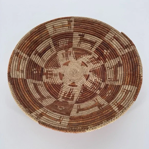 Vintage Tohono O'odham Coiled Basket - Native American Southwest Art Tray