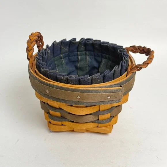 Longaberger 1998 Collectors Club Thyme Booking Basket Liner Leather Handles