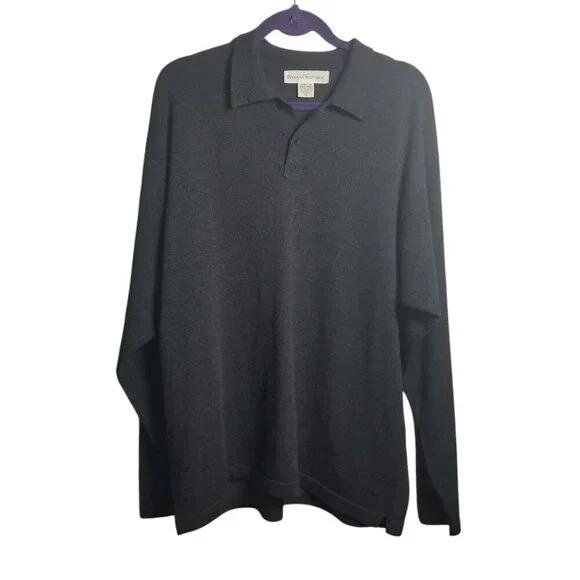 Banana Republic Dark Grey Merino Wool Men's Longsleeve Shirt Sz XL