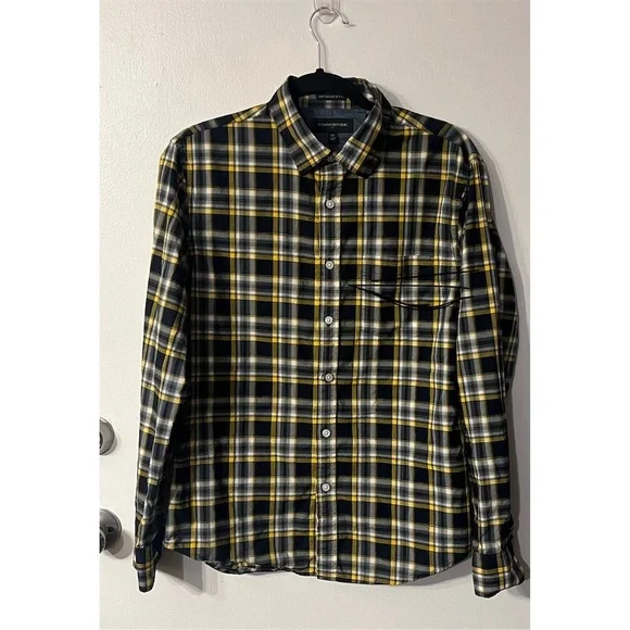 Banana Republic Men's Plaid Flannel Untucked Fit‎ Long Sleeve Shirt M