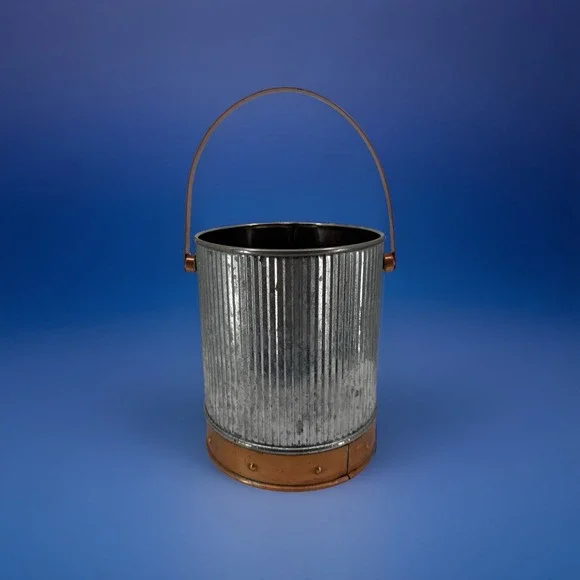 Farmhouse Rustic  Multi Functional Galvanized Tin And Cooper Bucket 6.75