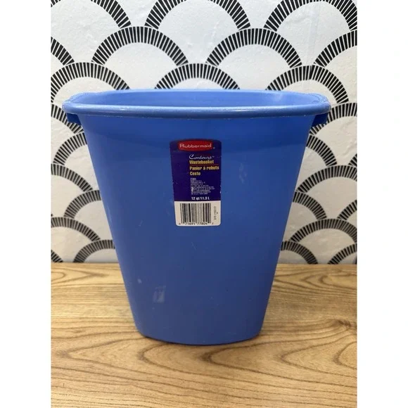 VTG 1998 Contour‎ Rubbermaid Vanity Waste Basket Trash can 2305 Blue 3 Gal