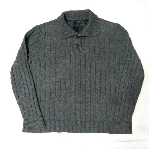 Banana Republic Men's Button Packet Pullover Sweater Heather Gray Size Large