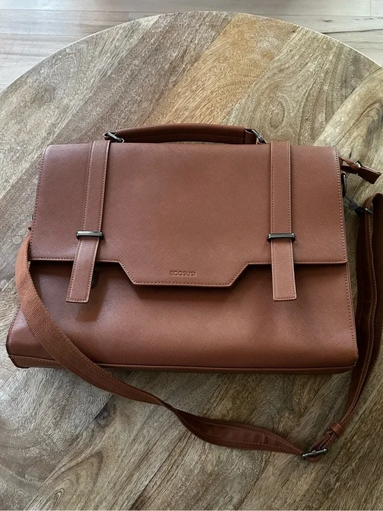 Ecosusi Brown Briefcase with Adjustable Shoulder Strap
