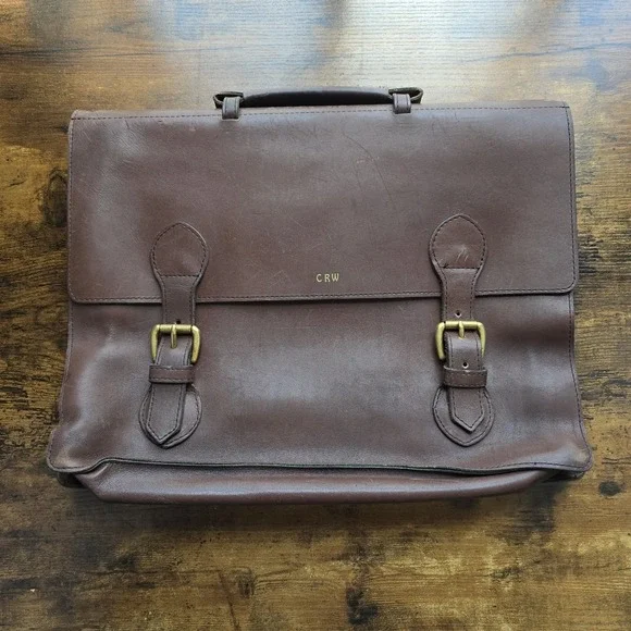 Vintage Kelly's Leathers Briefcase 16x12 Brown‎ Leather Satchel USA Richmond IL