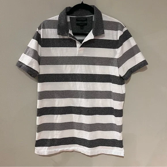 Banana Republic Gray Striped Polo