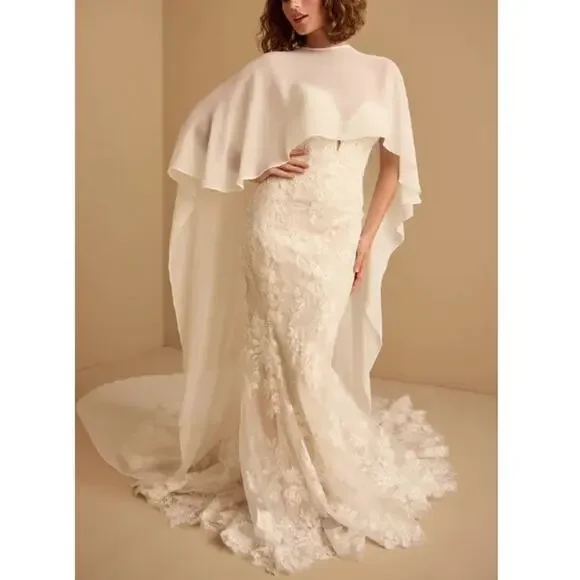 Vow'd Ivory Honeycomb Bridal Cape One Size