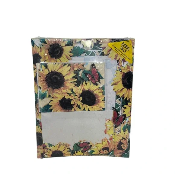 Vintage Sunflower Butterfly Stationery Set Notepads Envelopes American Greetings