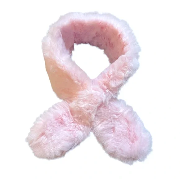 Women’s Girls Light Pink Fuzzy Neck Wrap NEW