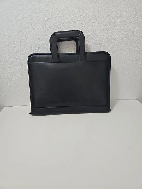 Structured Black Leather Briefcase with Top Handles