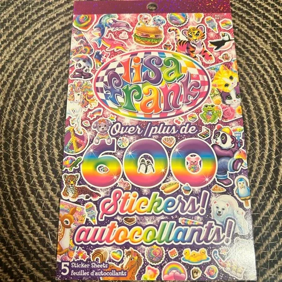 LISA FRANK - 5 Sheet Sticker Book - 600 stickers!
