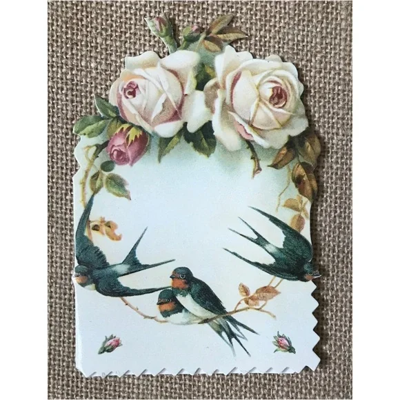 Brian Paterson Victorian Floral Blank Note Card Birds Roses Flowers Pretty