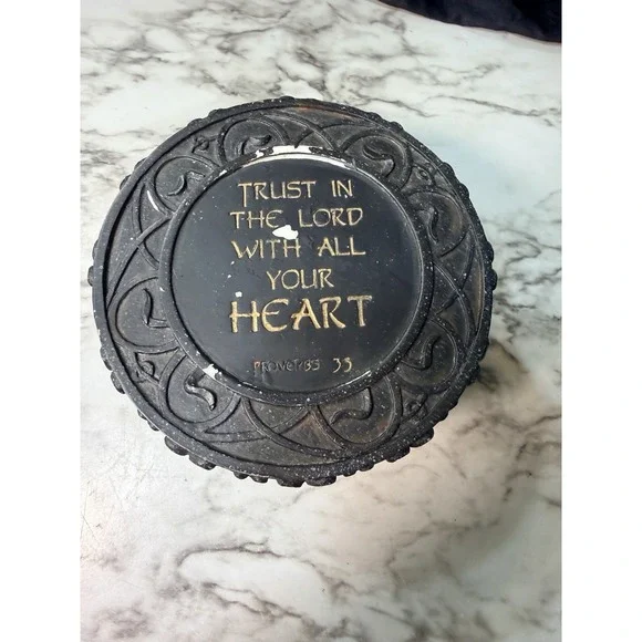 Trinket Box Proverbs 3:5 TRUST IN THE‎ LORD~Resin Trinket Box Black (2857)