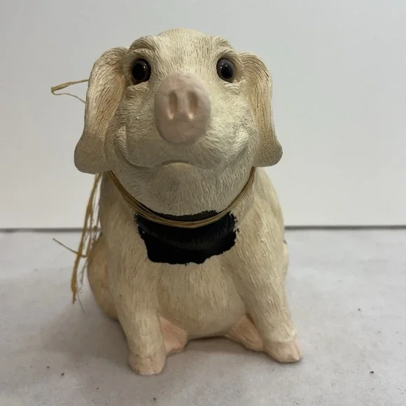 Black‎ Spotted Pig Bank Raffia Decorated